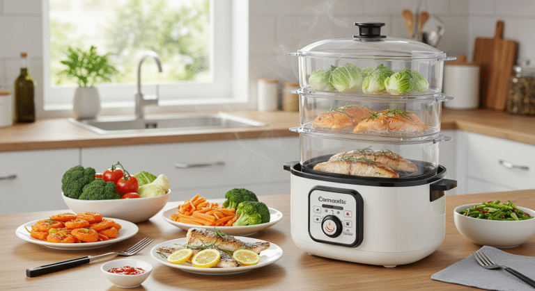 Ceramic Coating Electric Food Steamer Cooker
